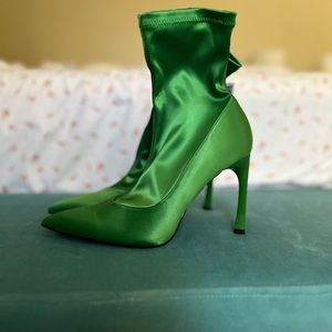 Zara green sock boots